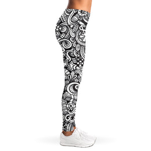 Cartoon Casino Card Pattern Print Women's Leggings