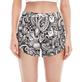 Cartoon Casino Card Pattern Print Women's Split Running Shorts