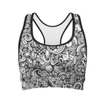 Cartoon Casino Card Pattern Print Women's Sports Bra