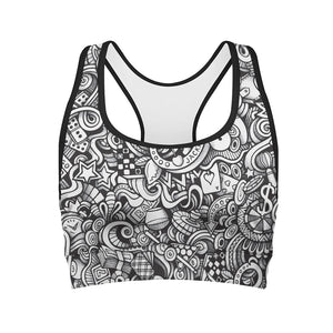 Cartoon Casino Card Pattern Print Women's Sports Bra