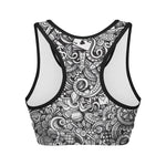 Cartoon Casino Card Pattern Print Women's Sports Bra