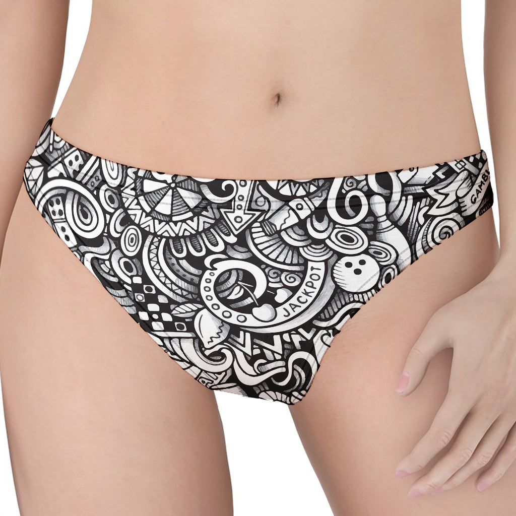 Cartoon Casino Card Pattern Print Women's Thong