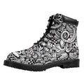Cartoon Casino Card Pattern Print Padded Collar Lace Up Boots
