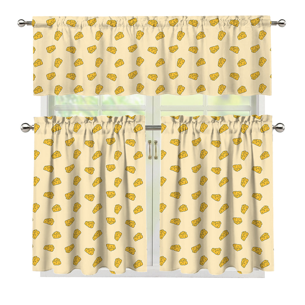 Cartoon Cheese Pattern Print 3 Piece Kitchen Curtains