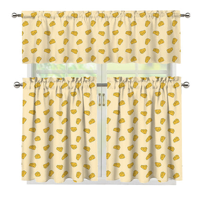 Cartoon Cheese Pattern Print 3 Piece Kitchen Curtains