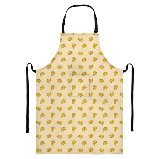 Cartoon Cheese Pattern Print Bib Apron With Pocket