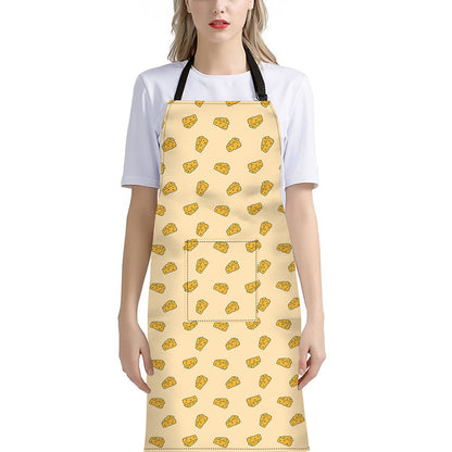 Cartoon Cheese Pattern Print Bib Apron With Pocket