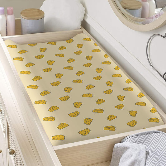 Cartoon Cheese Pattern Print Changing Pad Cover