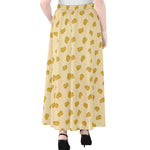 Cartoon Cheese Pattern Print Chiffon Maxi Skirt