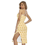 Cartoon Cheese Pattern Print Cross Back Cami Dress