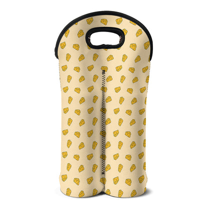 Cartoon Cheese Pattern Print Double Neoprene Wine Tote