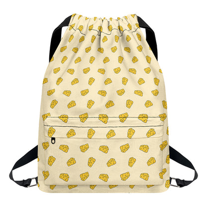 Cartoon Cheese Pattern Print Drawstring Backpack