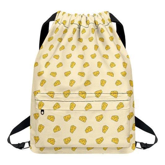 Cartoon Cheese Pattern Print Drawstring Backpack