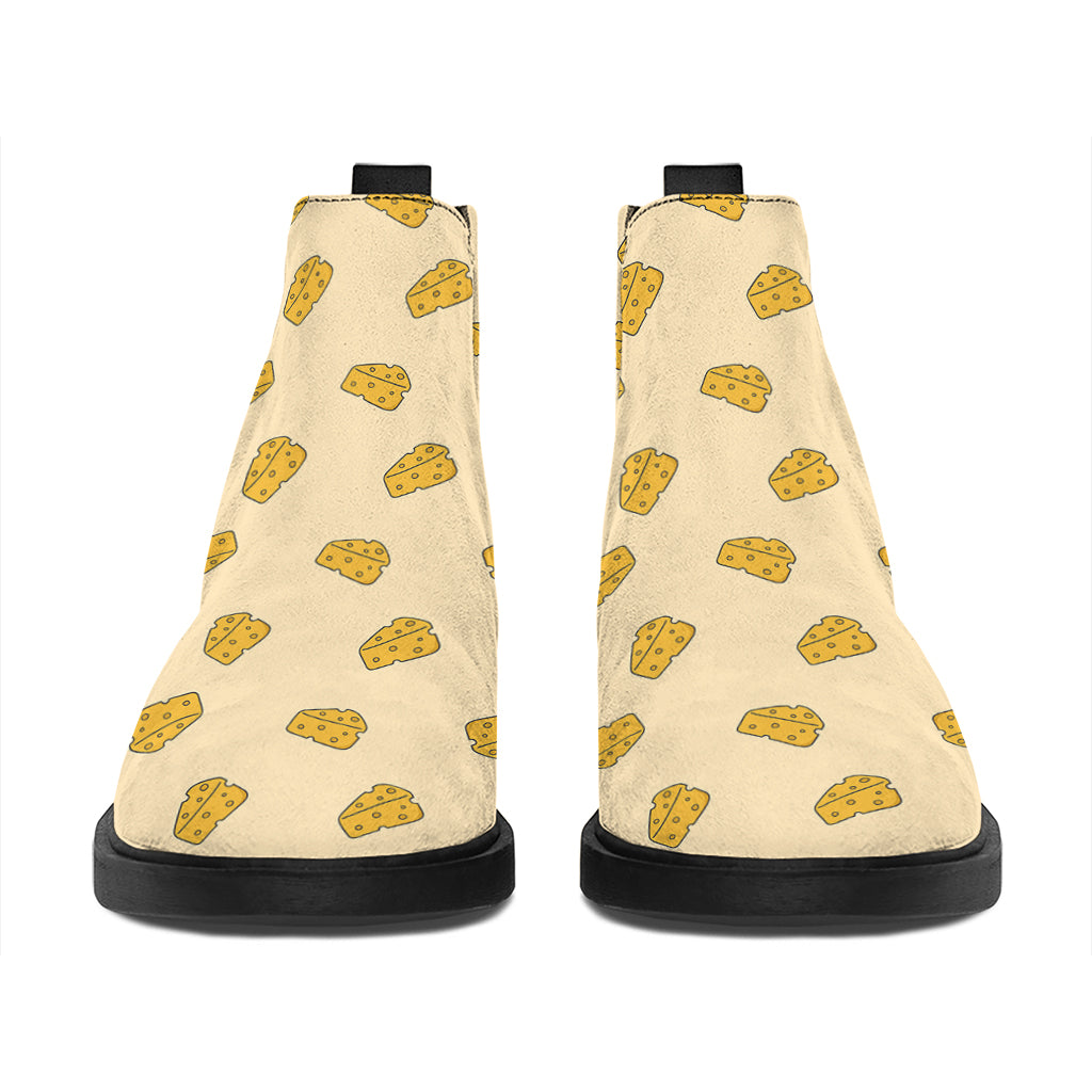 Cartoon Cheese Pattern Print Flat Ankle Boots