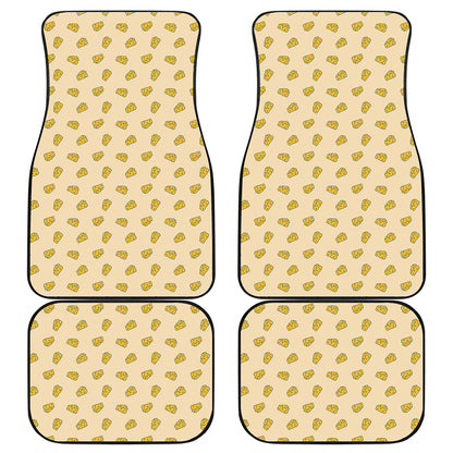 Cartoon Cheese Pattern Print Front and Back Car Floor Mats