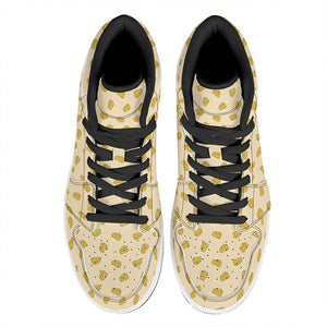 Cartoon Cheese Pattern Print High Top Leather Sneakers