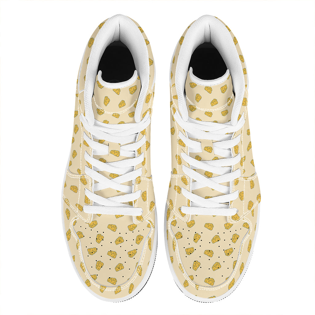 Cartoon Cheese Pattern Print High Top Leather Sneakers