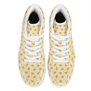 Cartoon Cheese Pattern Print High Top Leather Sneakers