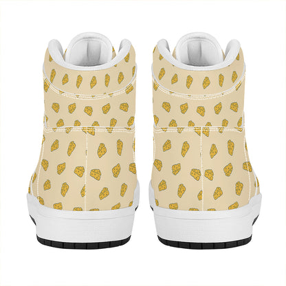 Cartoon Cheese Pattern Print High Top Leather Sneakers