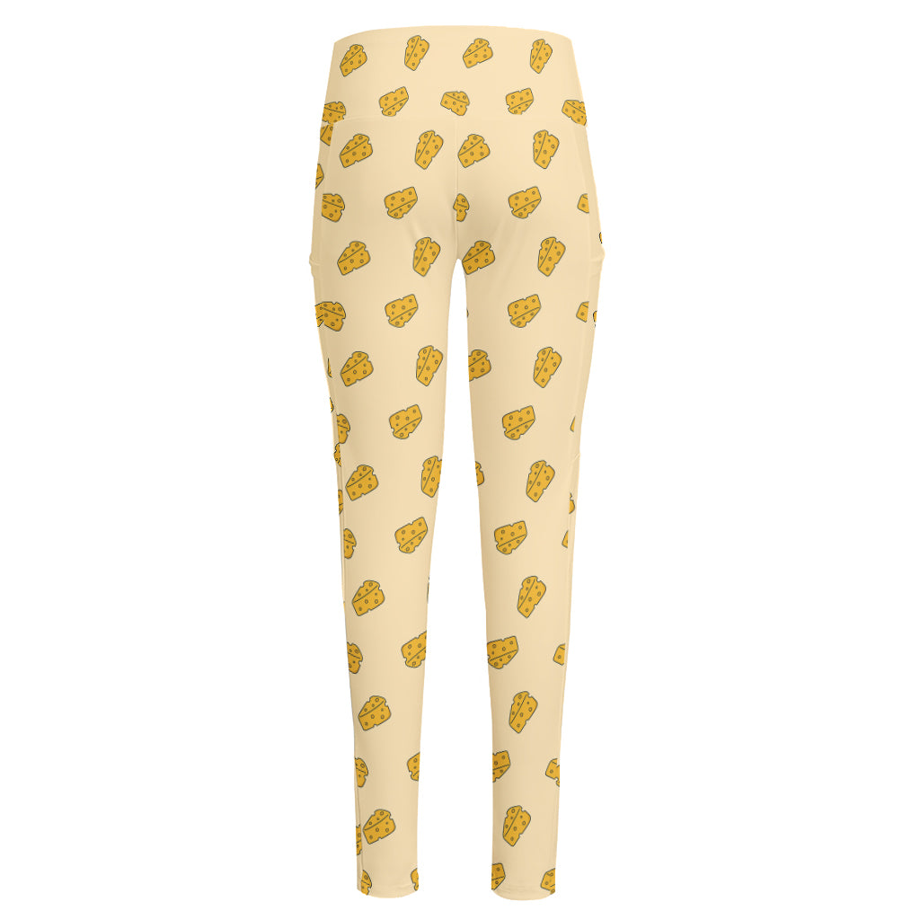 Cartoon Cheese Pattern Print High-Waisted Pocket Leggings