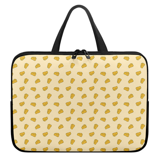 Cartoon Cheese Pattern Print Laptop Sleeve With Handle