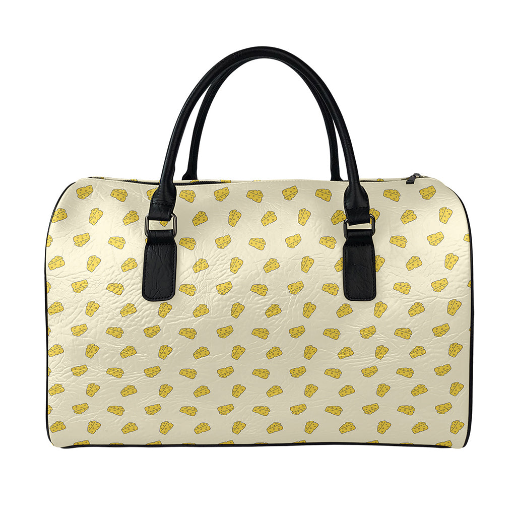 Cartoon Cheese Pattern Print Leather Duffle Bag