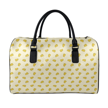 Cartoon Cheese Pattern Print Leather Duffle Bag