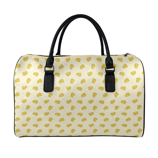 Cartoon Cheese Pattern Print Leather Duffle Bag