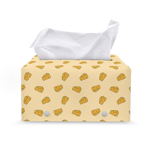 Cartoon Cheese Pattern Print Leather Tissue Box Cover
