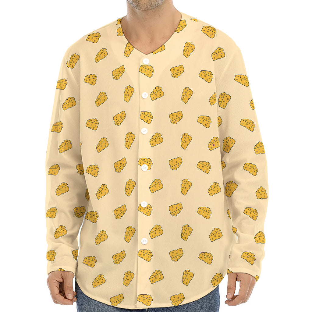 Cartoon Cheese Pattern Print Long Sleeve Baseball Jersey