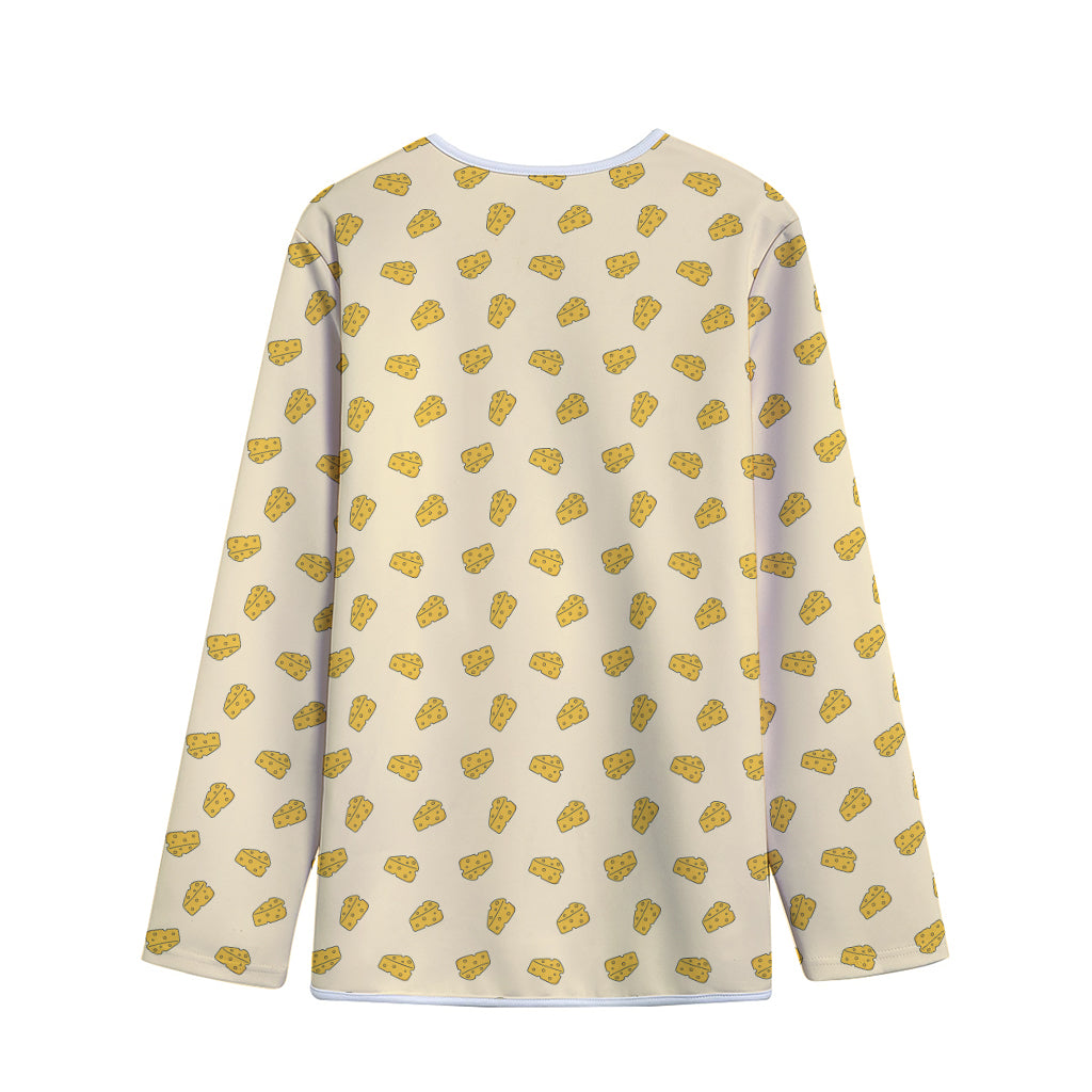 Cartoon Cheese Pattern Print Long Sleeve Short Coat