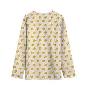 Cartoon Cheese Pattern Print Long Sleeve Short Coat