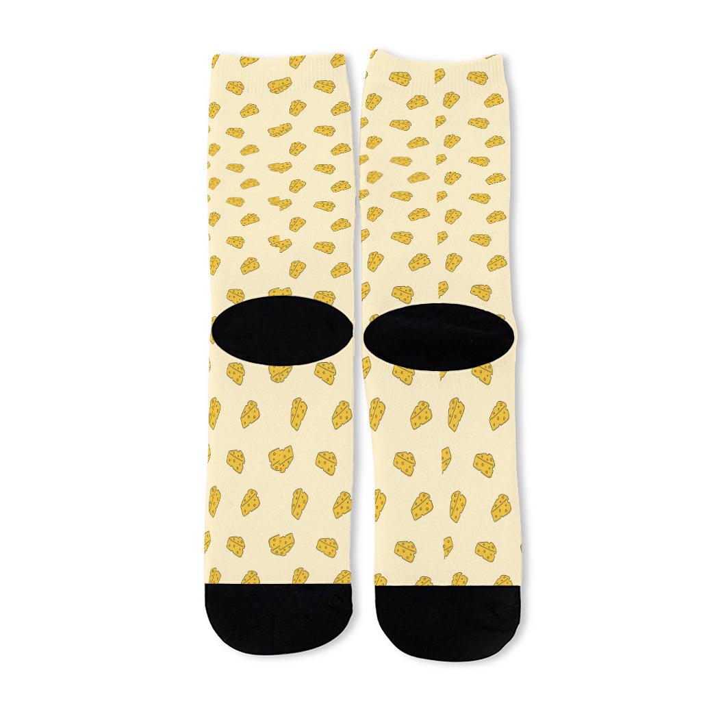 Cartoon Cheese Pattern Print Long Socks