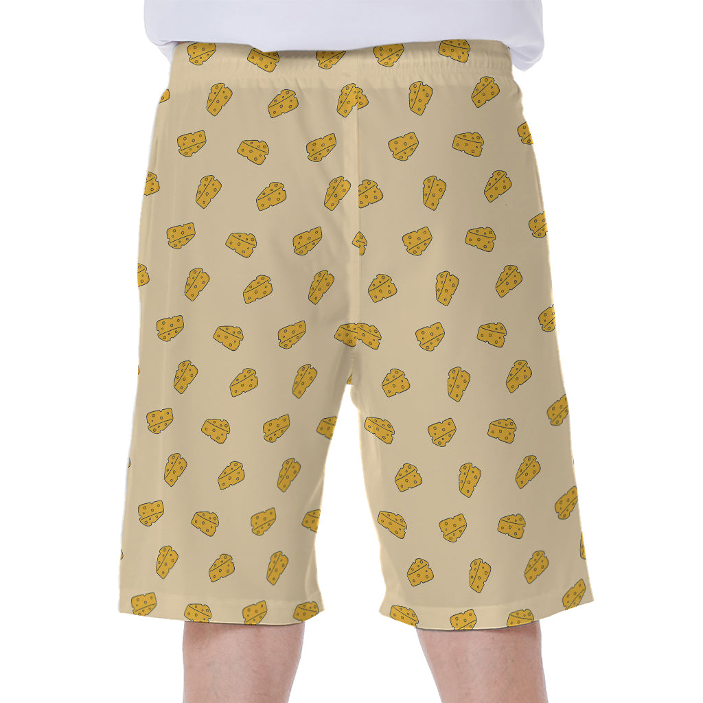 Cartoon Cheese Pattern Print Men's Beach Shorts