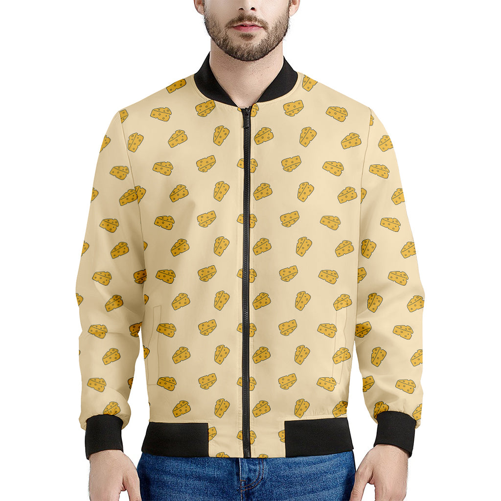 Cartoon Cheese Pattern Print Men's Bomber Jacket