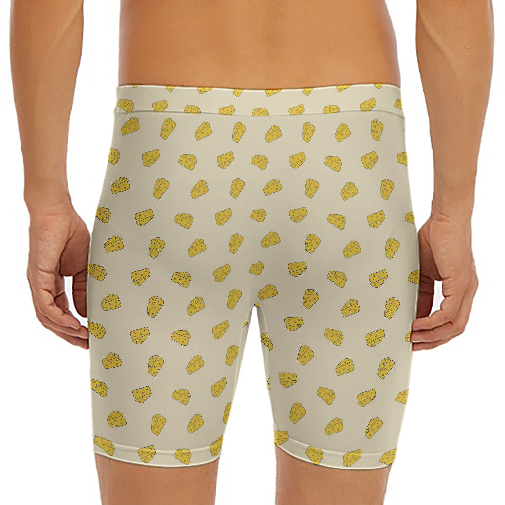 Cartoon Cheese Pattern Print Men's Long Boxer Briefs