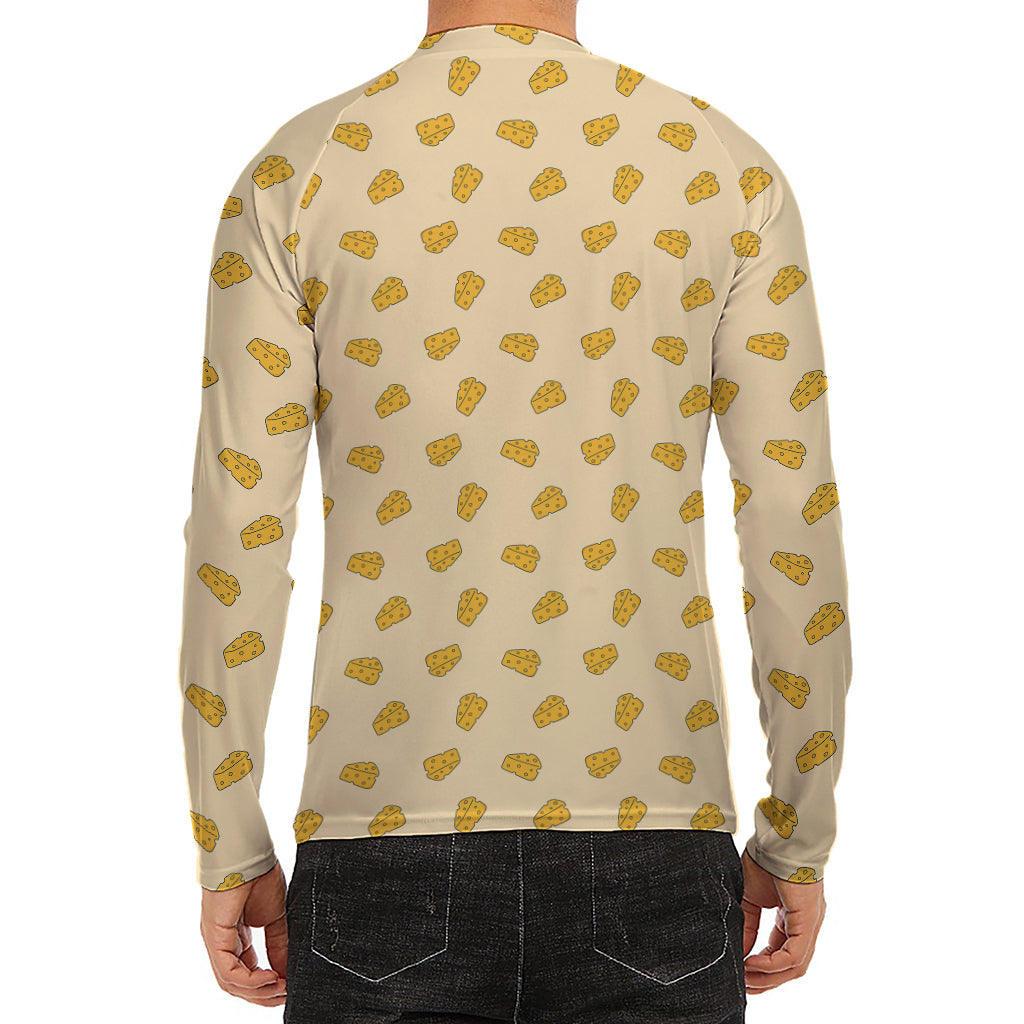 Cartoon Cheese Pattern Print Men's Long Sleeve Rash Guard