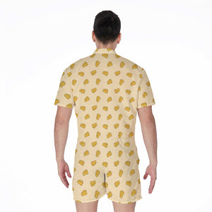 Cartoon Cheese Pattern Print Men's Rompers