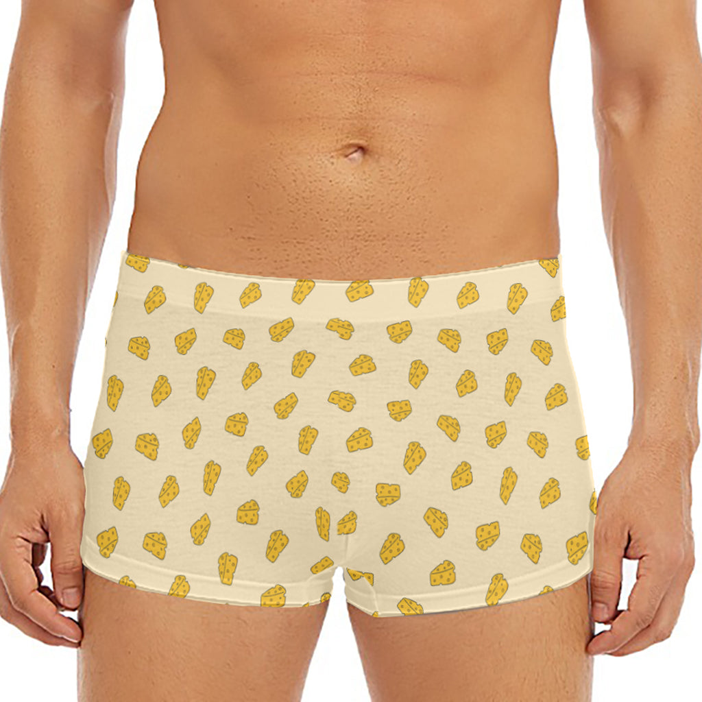 Cartoon Cheese Pattern Print Men's Short Boxer Briefs