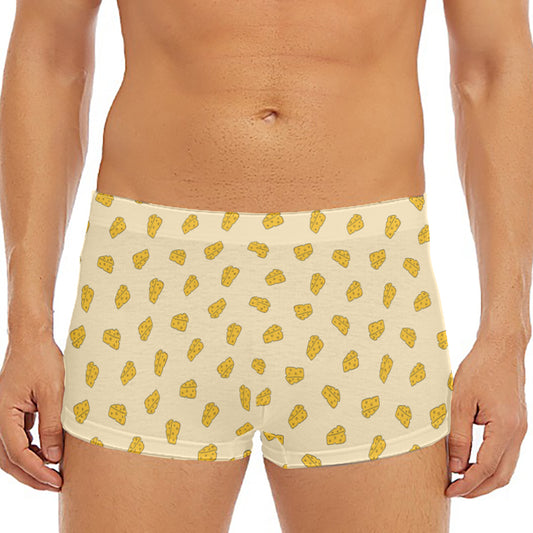 Cartoon Cheese Pattern Print Men's Short Boxer Briefs