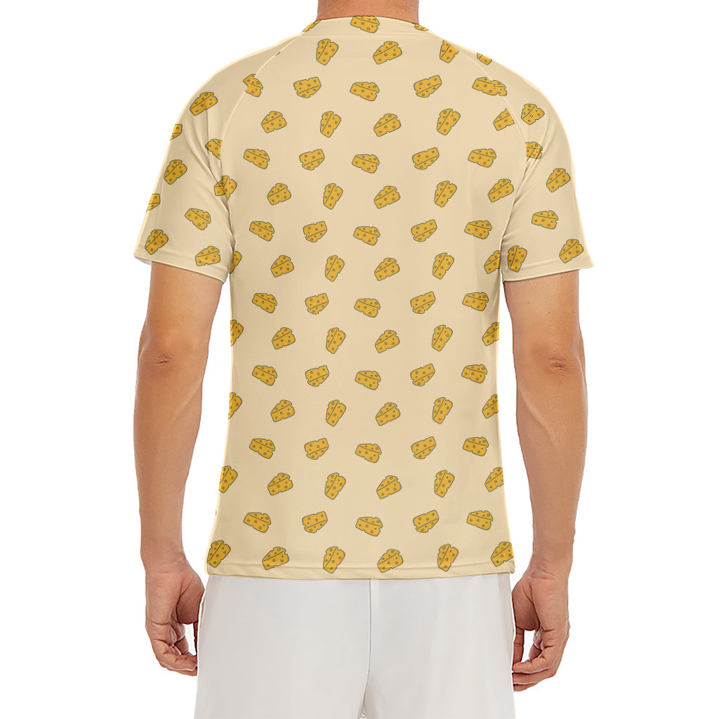 Cartoon Cheese Pattern Print Men's Short Sleeve Rash Guard