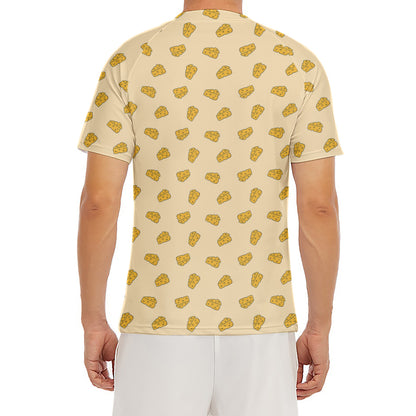 Cartoon Cheese Pattern Print Men's Short Sleeve Rash Guard