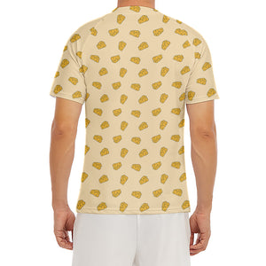 Cartoon Cheese Pattern Print Men's Short Sleeve Rash Guard