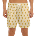 Cartoon Cheese Pattern Print Men's Split Running Shorts