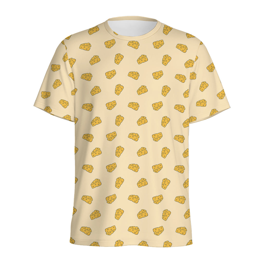 Cartoon Cheese Pattern Print Men's Sports T-Shirt