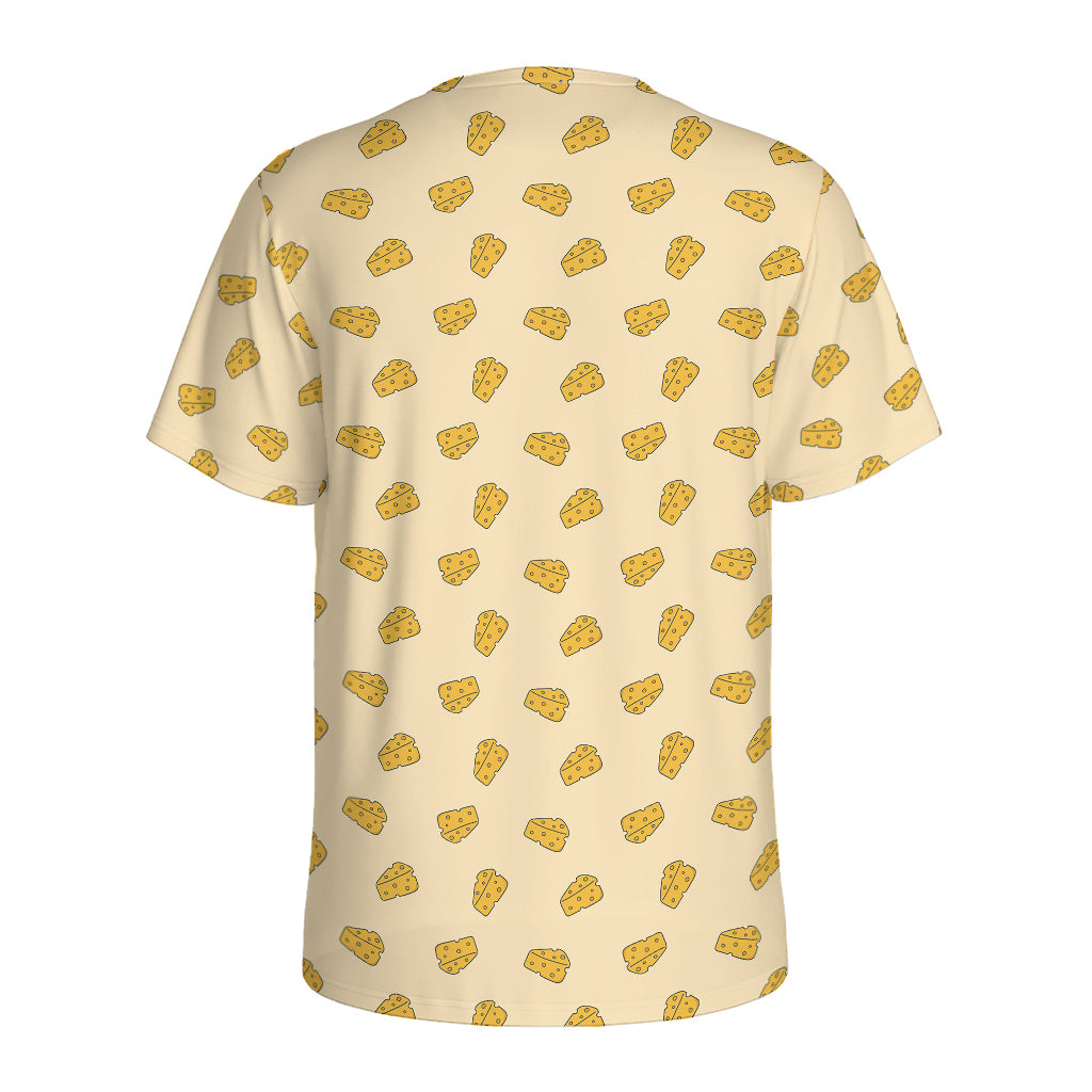 Cartoon Cheese Pattern Print Men's Sports T-Shirt