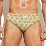 Cartoon Cheese Pattern Print Men's Swim Briefs