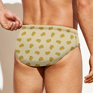 Cartoon Cheese Pattern Print Men's Swim Briefs