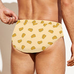 Cartoon Cheese Pattern Print Men's Swim Briefs