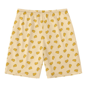 Cartoon Cheese Pattern Print Men's Swim Trunks